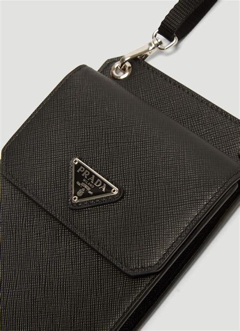 prada saffian iphone black leather pouch|Black Saffiano Leather Pouch .